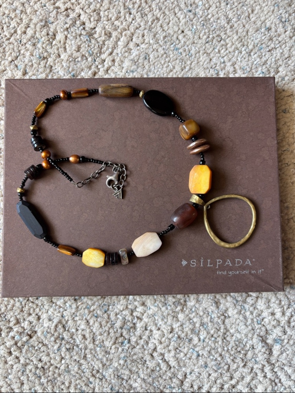 Silpada Yellow, Brown and Black Beaded Pendant Necklace